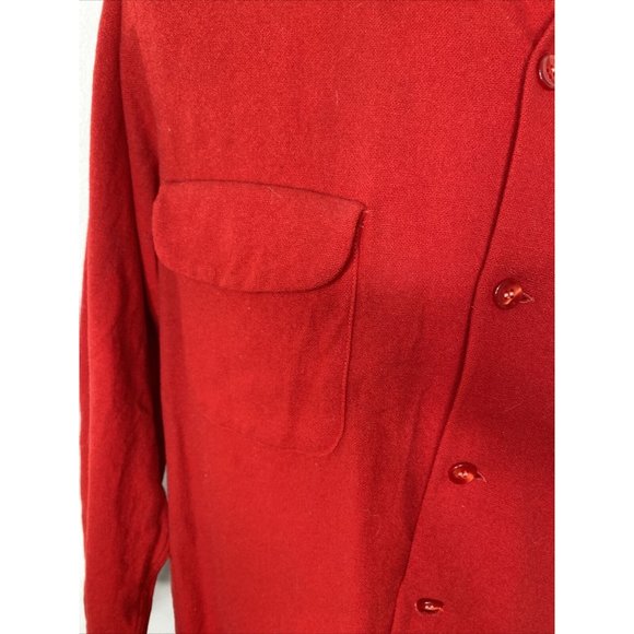 Pendleton Mens Board Shirt Size L Red Virgin Wool Loop Collar Button Down - Picture 8 of 16